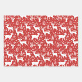 スカンジナビアのクリスマスのトナカイ北欧 ラッピングペーパーシート (正面)