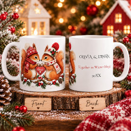 スカンジナビアのクリスマスのリスカップルのロマンス コーヒーマグカップ