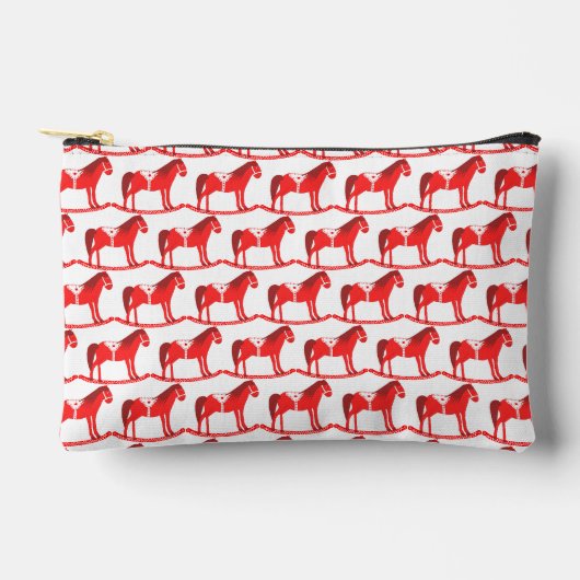 スカンジナビアのクリスマスの揺りパターン(の模様が)ある馬 アクセサリーポーチ (正面)