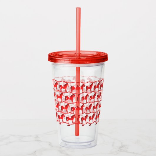 スカンジナビアのクリスマスの揺りパターン(の模様が)ある馬 アクリルタンブラー (右)