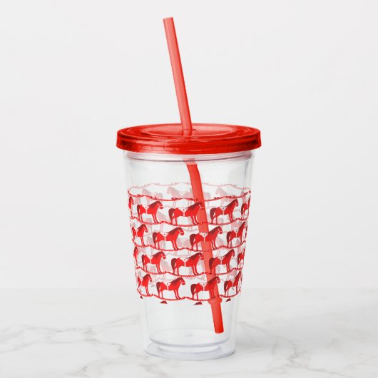 スカンジナビアのクリスマスの揺りパターン（の模様が）ある馬 アクリルタンブラー (左)