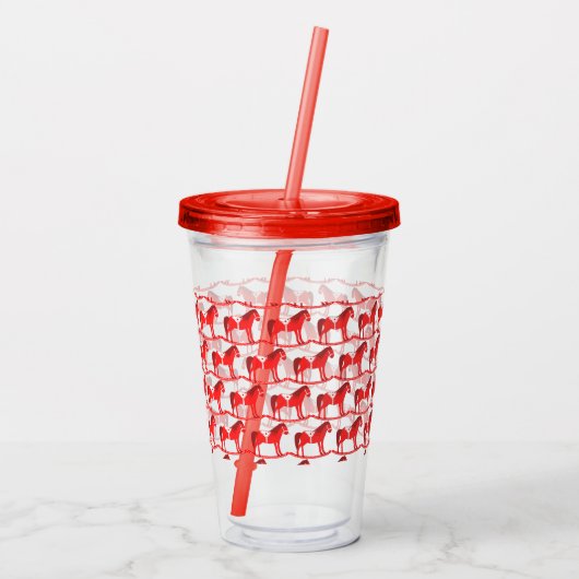 スカンジナビアのクリスマスの揺りパターン(の模様が)ある馬 アクリルタンブラー (裏面)