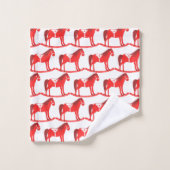 スカンジナビアのクリスマスの揺りパターン(の模様が)ある馬 バスタオルセット (ウォッシュタオル)