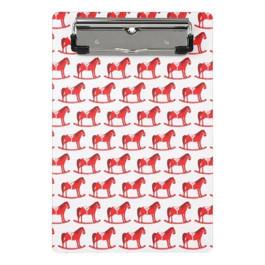 スカンジナビアのクリスマスの揺りパターン（の模様が）ある馬 ミニクリップボード (正面)