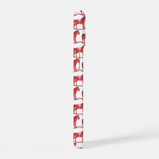 スカンジナビアのクリスマスの揺りパターン(の模様が)ある馬 iPhone 15ケース (右側面)