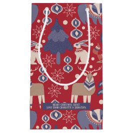スカンジナビアのクリスマスウッドラパーソナライズされたンド スモールペーパーバッグ