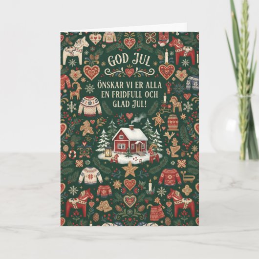スカンジナビアのクリスマスカード "God Jul" カード (正面)