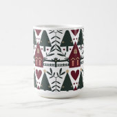 スカンジナビアのクリスマスコテージパターン コーヒーマグカップ (中央)