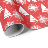 スカンジナビアのクリスマスツリーと雪片 ラッピングペーパー (ロールコーナー)