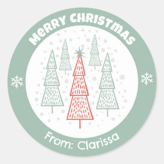 スカンジナビアのクリスマスツリーのシール ラウンドシール