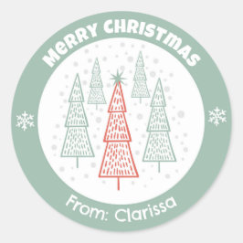 スカンジナビアのクリスマスツリーのシール ラウンドシール