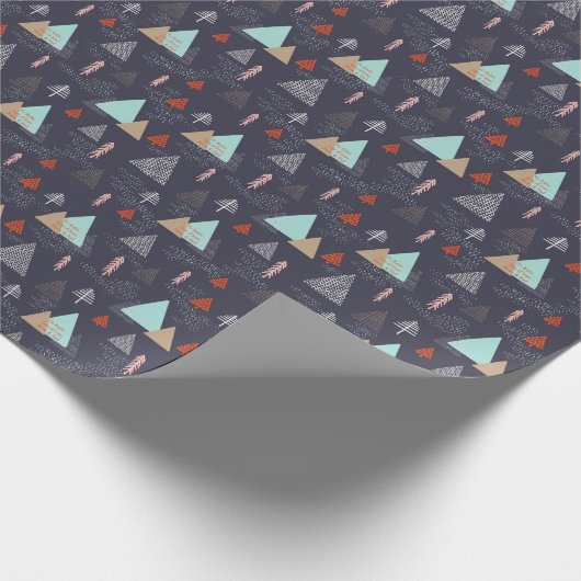 スカンジナビアのクリスマスツリーダパーソナライズされたドル ラッピングペーパー (角)