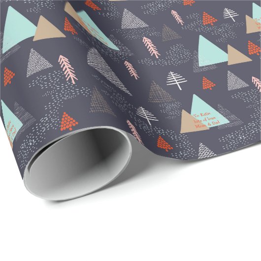 スカンジナビアのクリスマスツリーダパーソナライズされたドル ラッピングペーパー (ロールコーナー)