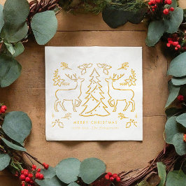 スカンジナビアのクリスマスツリートナカイ 箔ナプキン