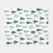 スカンジナビアのクリスマスツリーパターン フリースブランケット (正面(横))