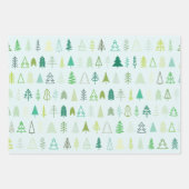 スカンジナビアのクリスマスツリーパターン ラッピングペーパーシート (正面2)