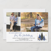 スカンジナビアのクリスマスツリー2写真の新しいアドレス シーズンカード (正面)