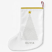 スカンジナビアのクリスマスツリー |ミニマル金ゴールド星 スモールクリスマスストッキング (裏面)