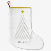 スカンジナビアのクリスマスツリー |ミニマル金ゴールド星 スモールクリスマスストッキング (正面)