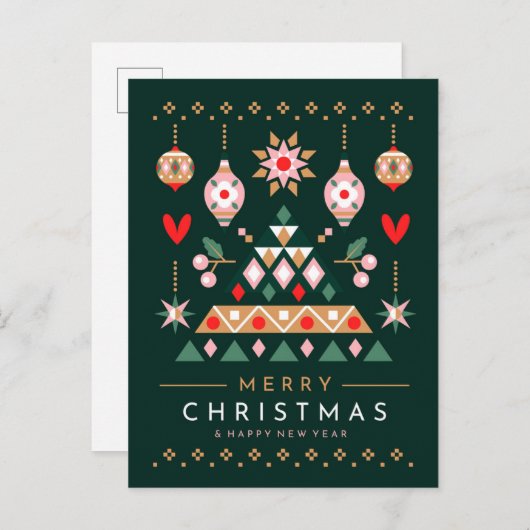 スカンジナビアのクリスマスデザイン シーズンポストカード (正面/裏面)