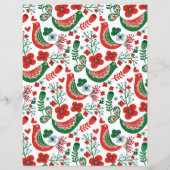 スカンジナビアのクリスマスパターンと花と鳥 (裏面)