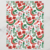 スカンジナビアのクリスマスパターンと花と鳥 (正面/裏面)