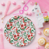 スカンジナビアのクリスマスパターンと花と鳥 ペーパープレート (パーティー)