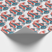 スカンジナビアのクリスマスパターン赤い白くおよび青 ラッピングペーパー (角)