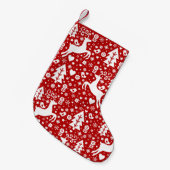 スカンジナビアのクリスマスパターン スモールクリスマスストッキング (正面 (吊り時))