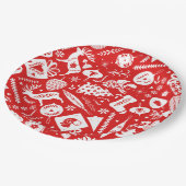 スカンジナビアのクリスマスパターン ペーパープレート (アングル)