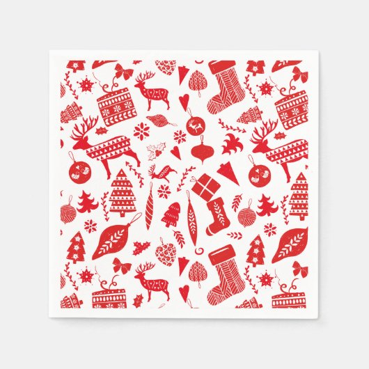 スカンジナビアのクリスマスフェスティバル スタンダードカクテルナプキン (正面)