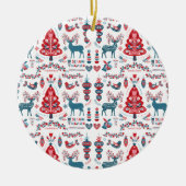スカンジナビアのクリスマスフォークアート セラミックオーナメント (正面)