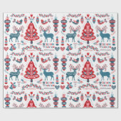 スカンジナビアのクリスマスフォークアート ラッピングペーパー (フラット)