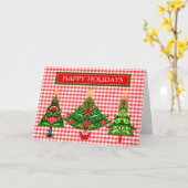 スカンジナビアのクリスマスフォークツリーズカード カード (黄色い花)