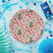 スカンジナビアのクリスマスフローラルパターンと〔雄ジカの〕枝角 ペーパープレート (パーティー)