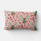 スカンジナビアのクリスマスフローラルパターンと〔雄ジカの〕枝角 ランバークッション (裏面)