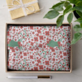 スカンジナビアのクリスマスフローラルパターンと〔雄ジカの〕枝角 薄葉紙 (ギフト)