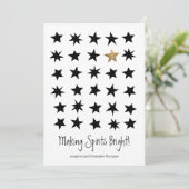 スカンジナビアのクリスマスブラック金ゴールドスターフォト 招待状 (スタンド正面)