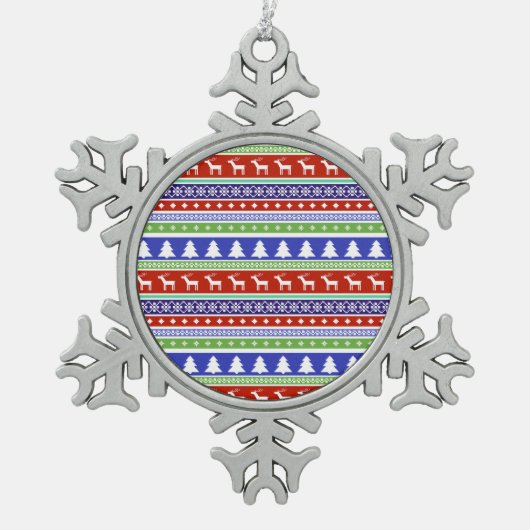 スカンジナビアのクリスマスペーターオーナメント スノーフレークピューターオーナメント (正面)