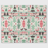 スカンジナビアのクリスマスホリデーシーズンのパターン ラッピングペーパー (フラット)