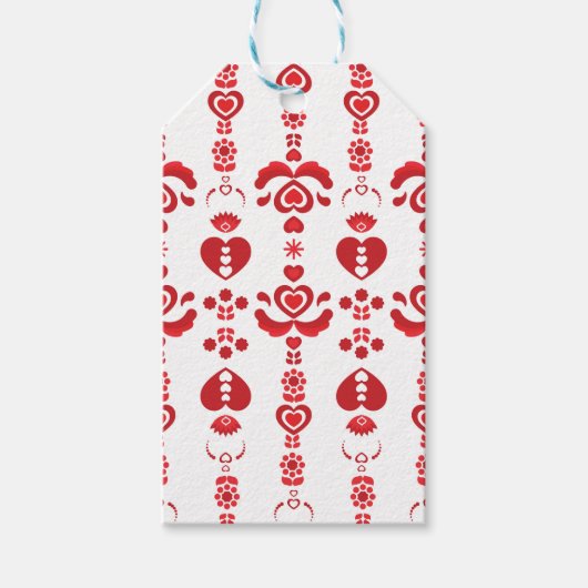 スカンジナビアのクリスマスモダンローズマリング模様 ギフトタグ (正面)