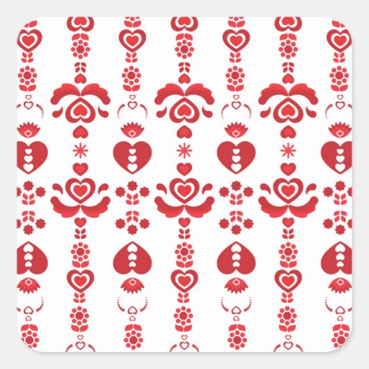 スカンジナビアのクリスマスモダンローズマリング模様 スクエアシール (正面)