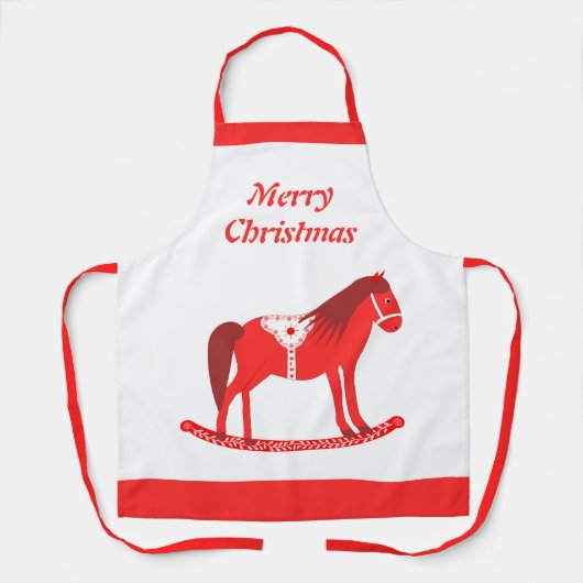 スカンジナビアのクリスマスロッキングホースカスタム エプロン (正面)
