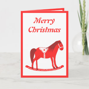 スカンジナビアのクリスマスロッキングホースカスタム カード