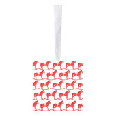 スカンジナビアのクリスマスロッキングホースカスタム キューブオーナメント (右)