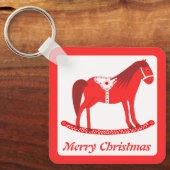 スカンジナビアのクリスマスロッキングホースカスタム キーホルダー (正面)