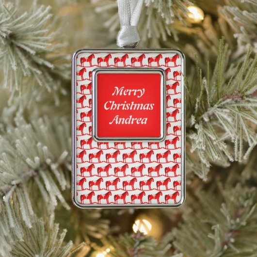 スカンジナビアのクリスマスロッキングホースカスタム シルバープレートフレームオーナメント (ツリー)