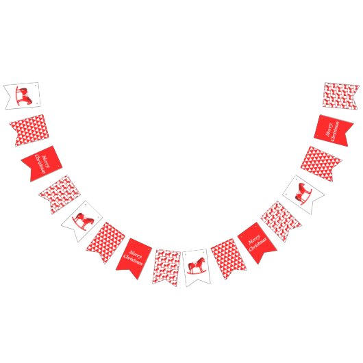 スカンジナビアのクリスマスロッキングホースカスタム バンティングフラッグ (全)