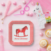 スカンジナビアのクリスマスロッキングホースカスタム ペーパープレート (パーティー)