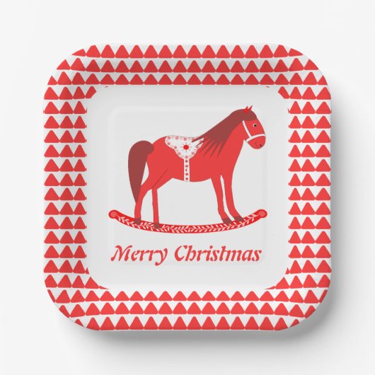 スカンジナビアのクリスマスロッキングホースカスタム ペーパープレート (正面)